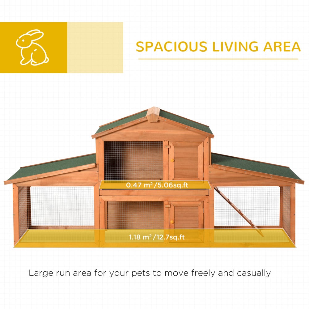 PawHut 2 Tier Deluxe Rabbit Hutch Image 3