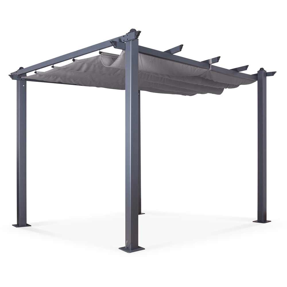 Oseasons Acorn 3 x 3m Grey Aluminium Square Pergola Gazebo Image 2