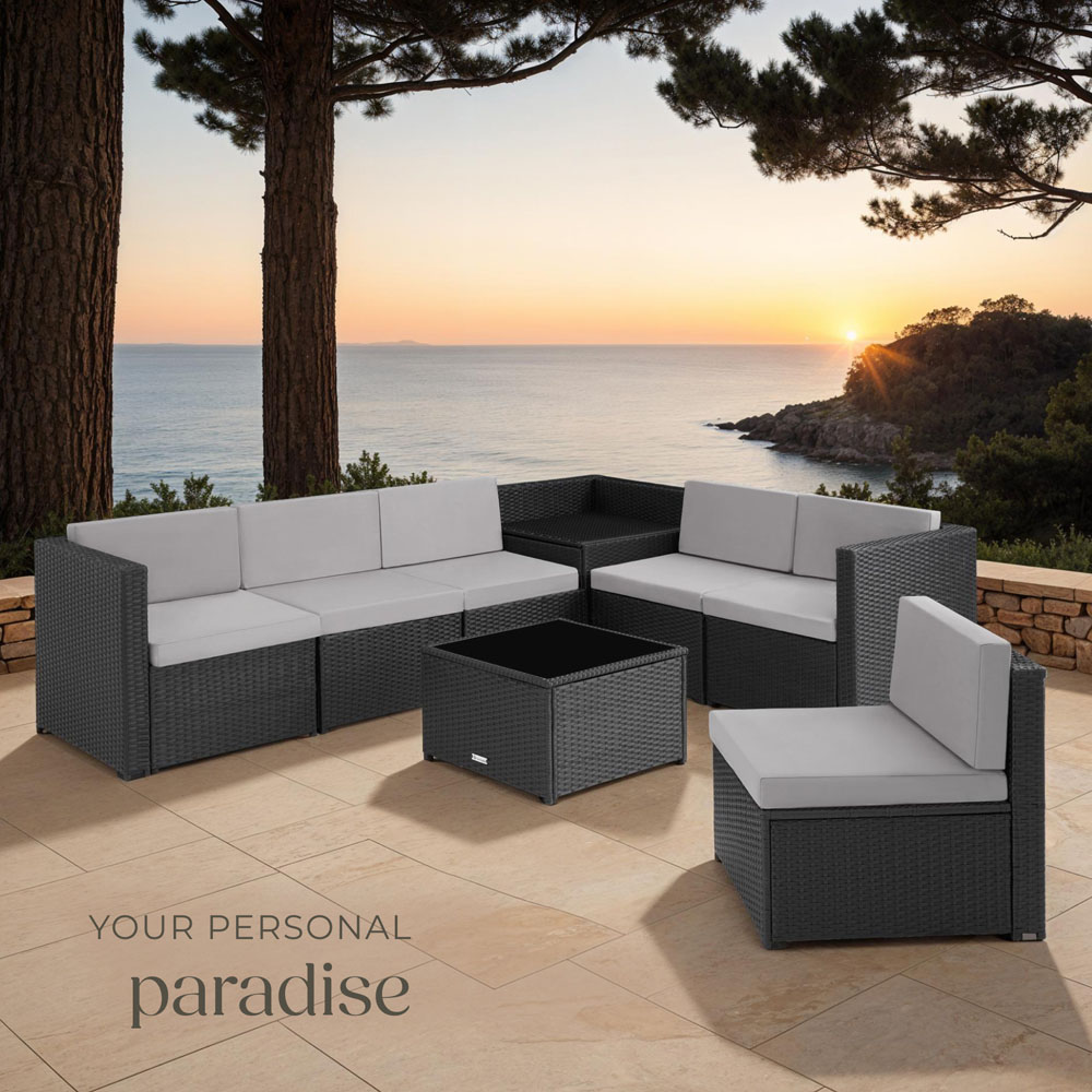 tectake Verona Black Polyrattan Rattan Furniture Garden Set Image 8