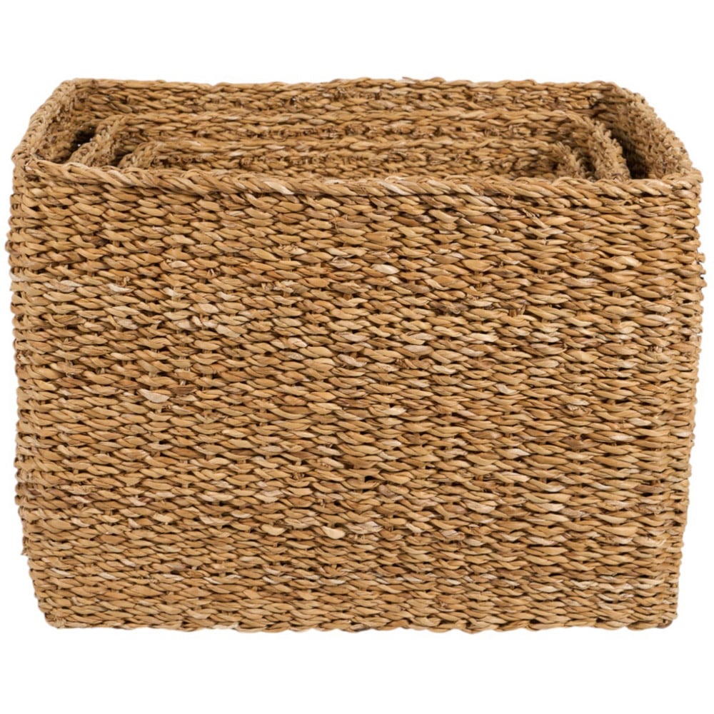 Set of 3 Rectangular Storage BasketsBrown Image 3