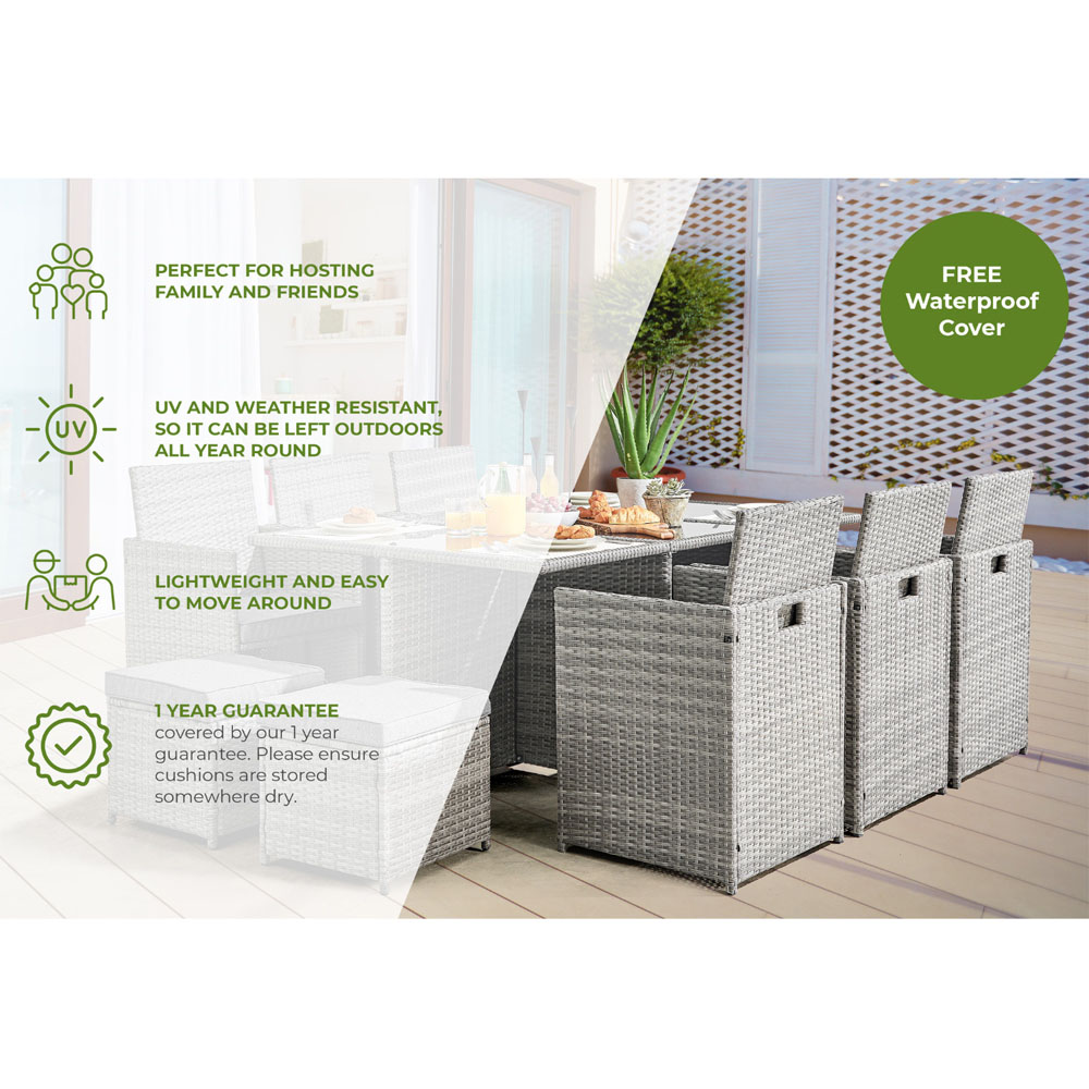 Furniturebox Marseille Rattan 10 Seater Dining Set Grey Image 8