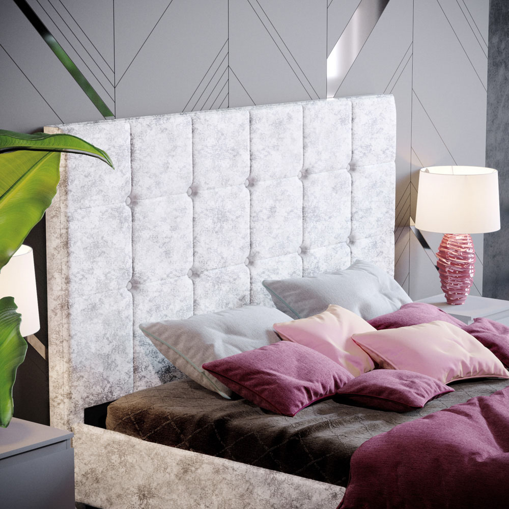 Vida Designs Valentina Double Silver Crushed Velvet Bed Frame Image 3