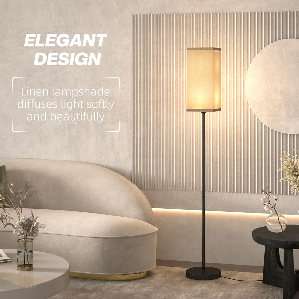 Portland Black Linen Shade Standing Floor Lamp 161.5cm Image 8