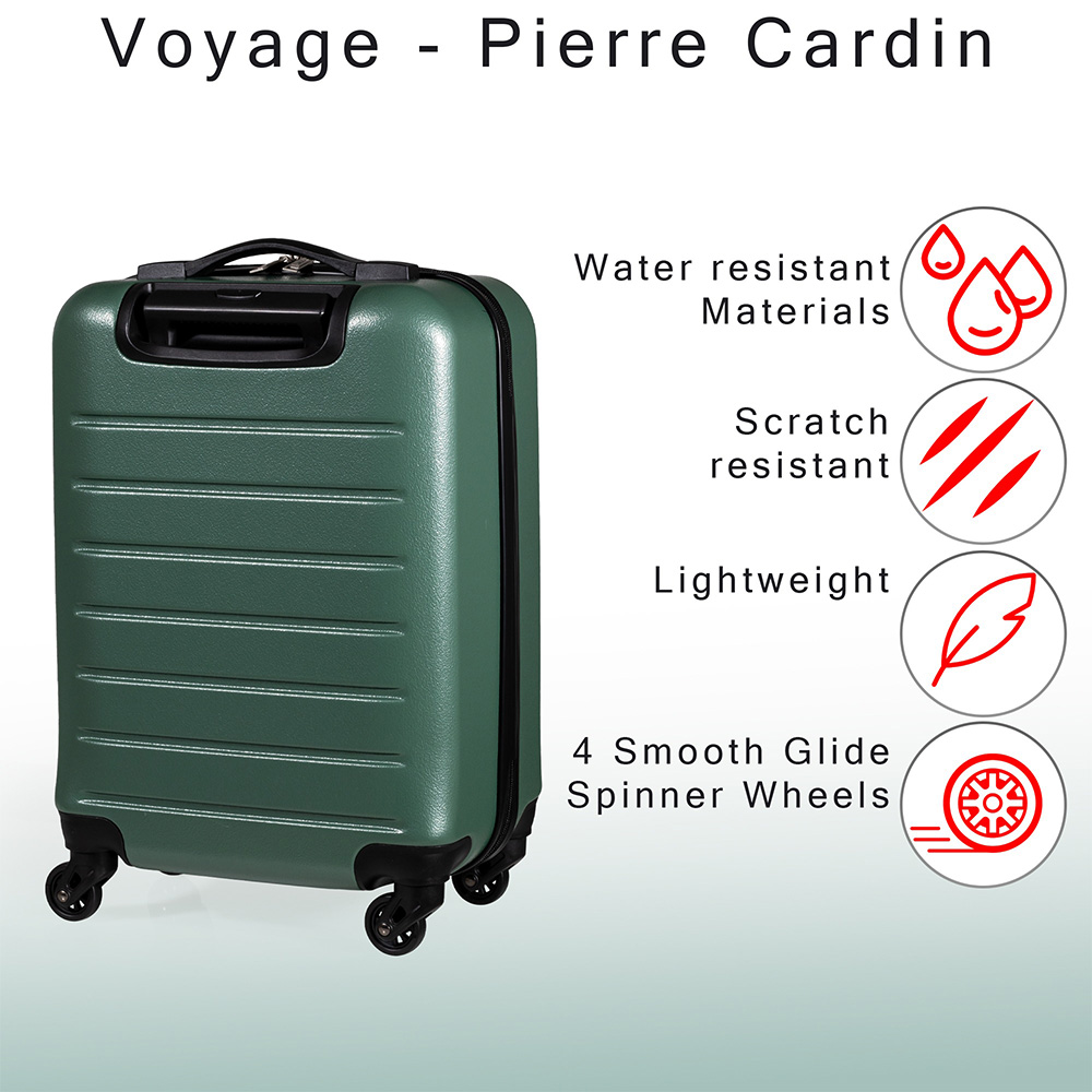 Pierre Cardin Voyager Small Green Hard Shell Lightweight Trolley Suitcase Image 6