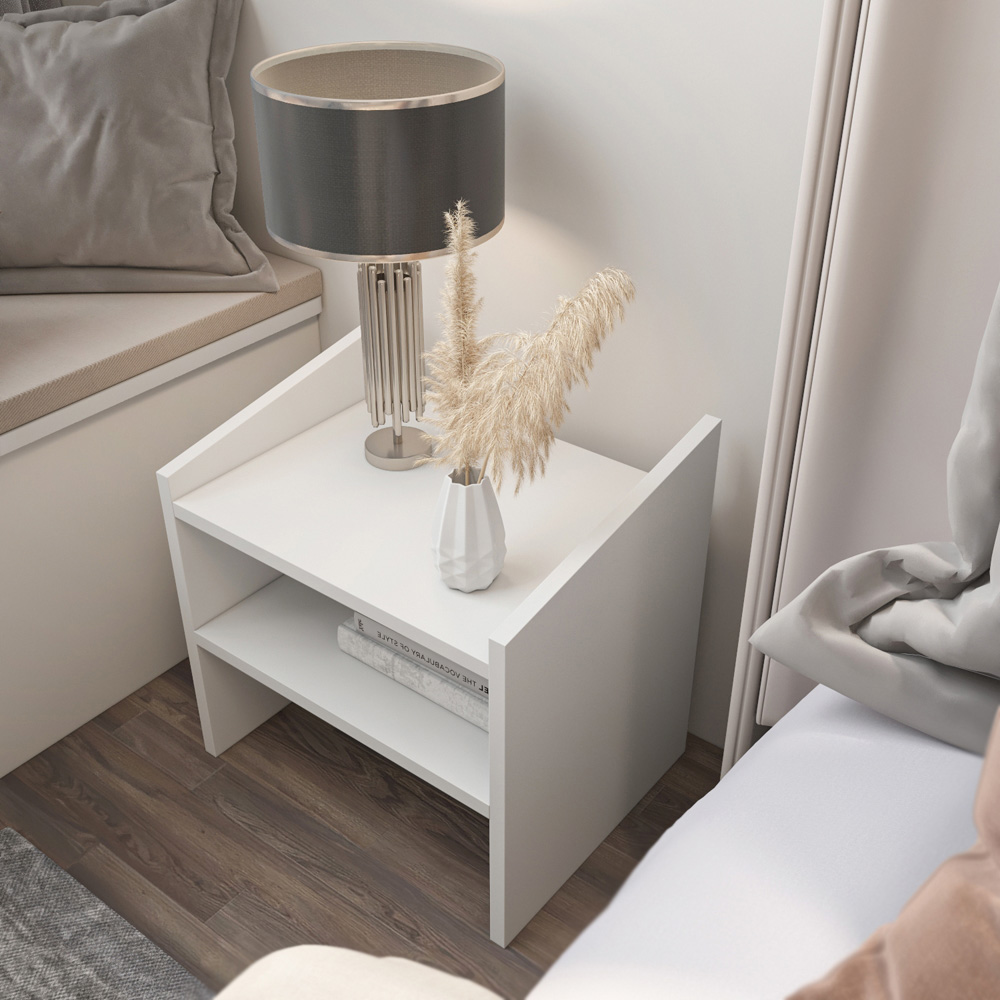 Decorotika Adin 2 Shelf White Bedside Table Image 6