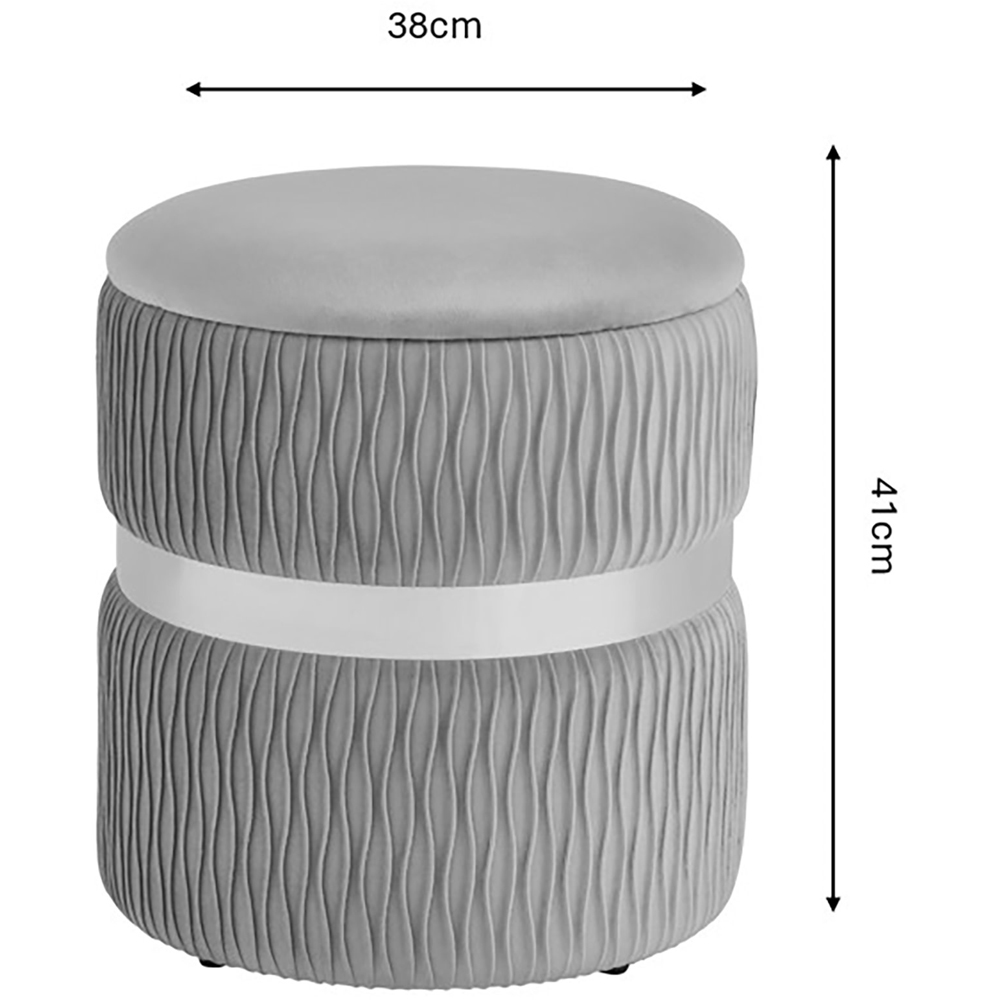 GFW Eden Grey Soft Velvet Storage Stool Image 7