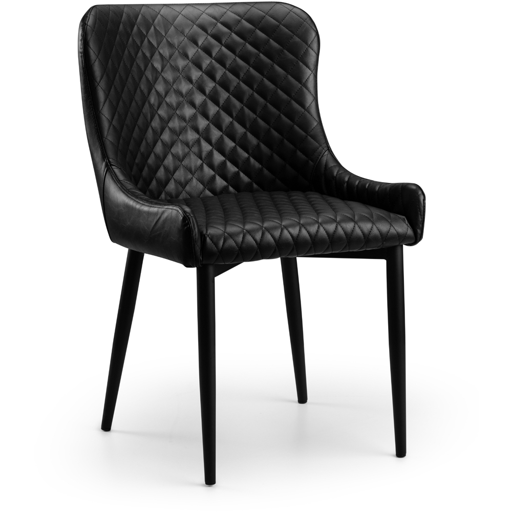 Julian Bowen Luxe Set of 2 Black Faux Leather Dining Chair Image 3