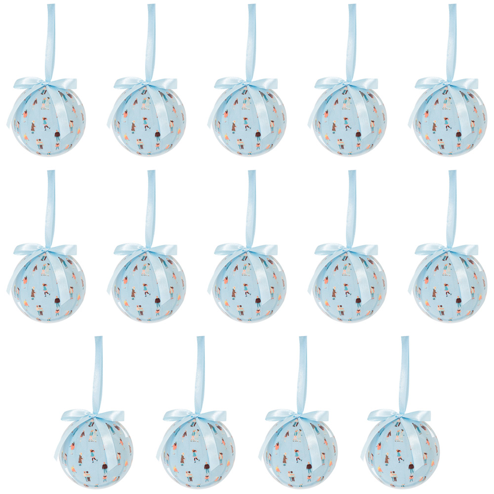 The Christmas Workshop Ice Blue People Skiing Bauble 14 Pack Image 1