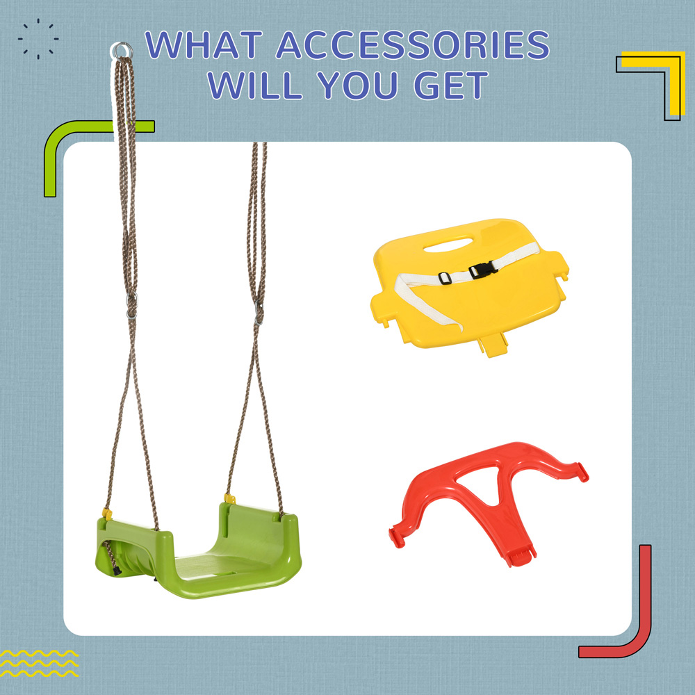 Tommy Toys Outsunny 3-in-1 Kids Green Adjustable Swing Seat with Seatbelt Image 4