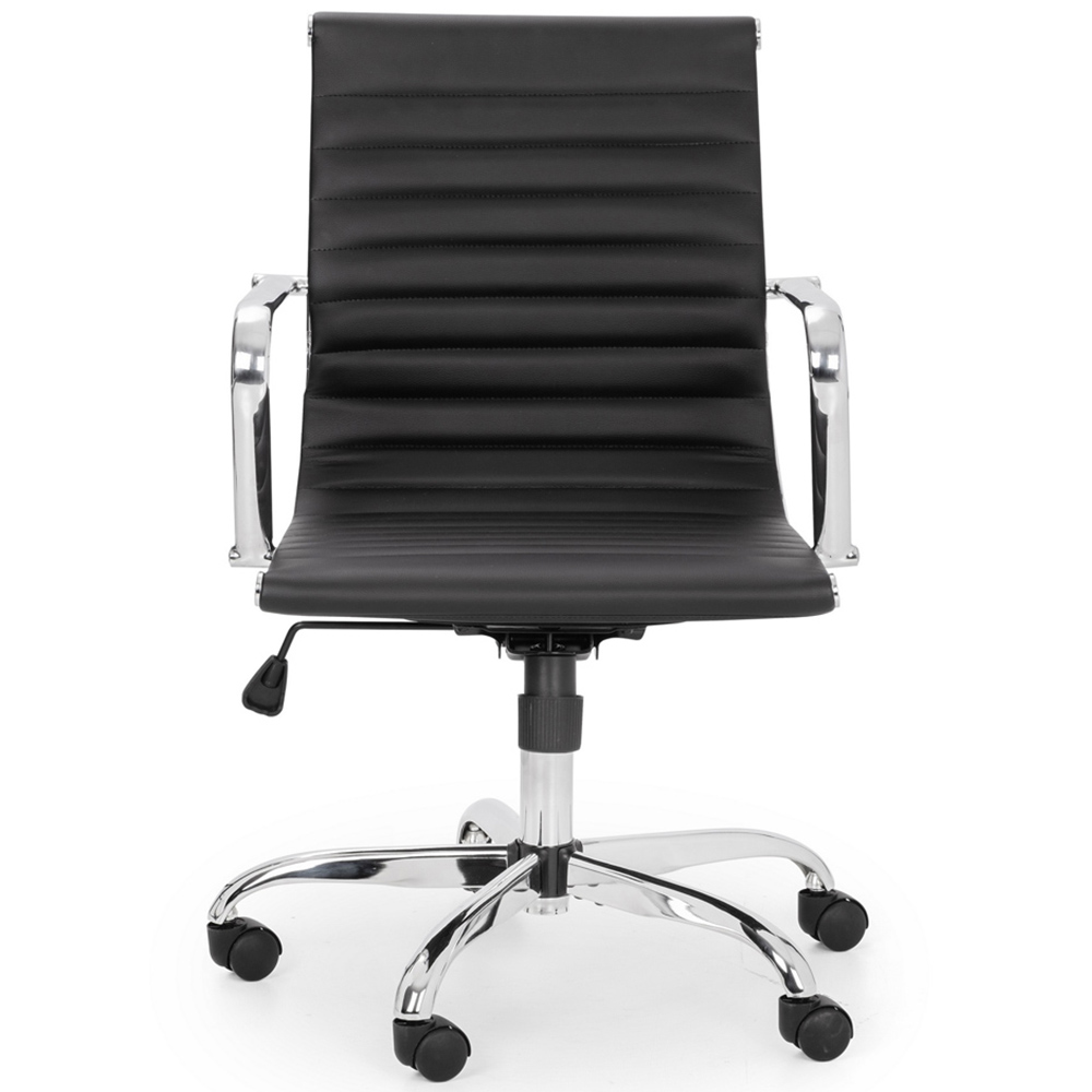 Julian Bowen Gio Black and Chrome Faux Leather Swivel Office Chair Image 3