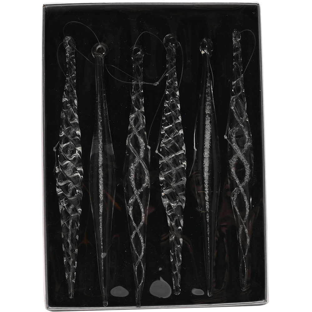 The Seasonal Gift Co. 6 Piece Glass Icicle Hanging Decorations Set Image 5