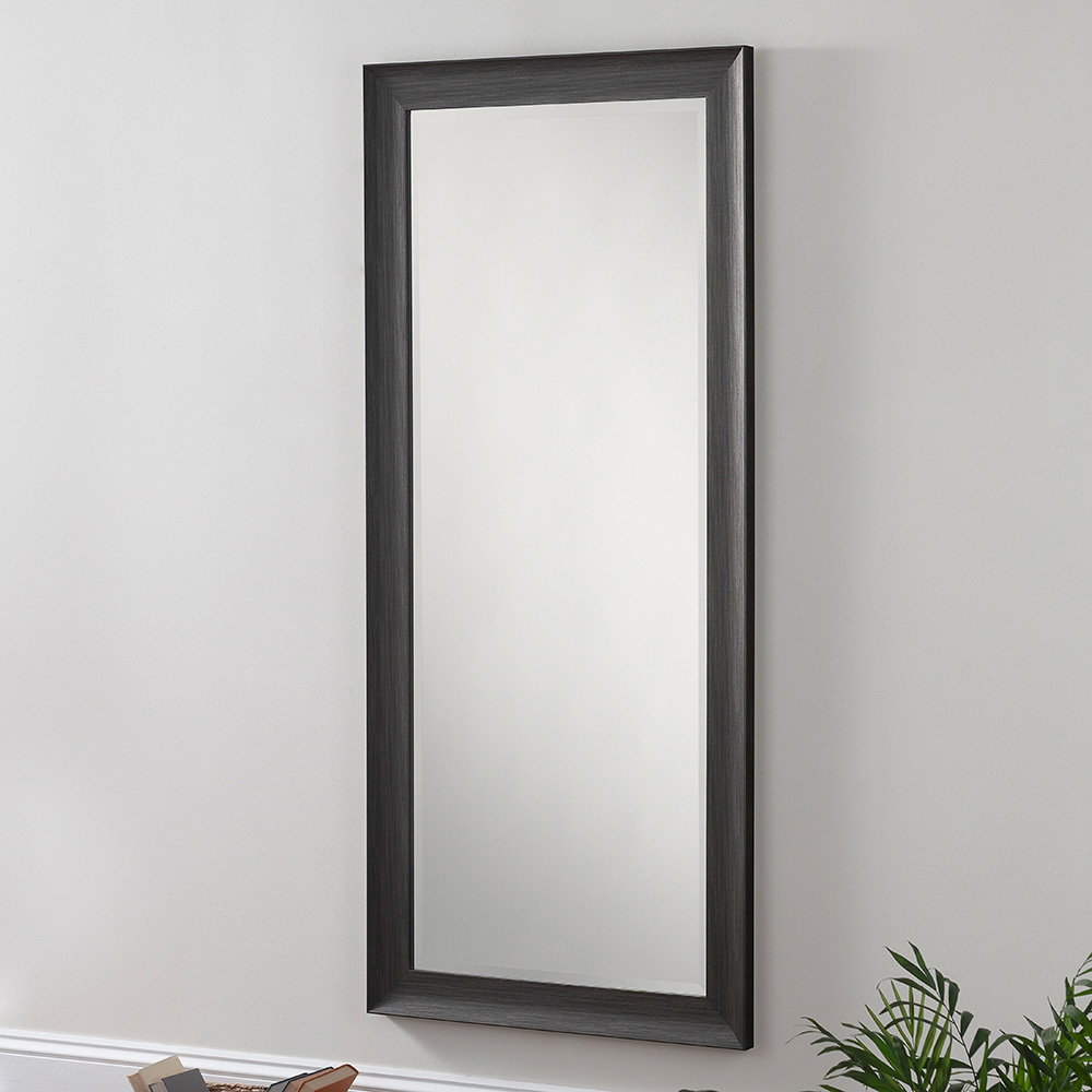 Yearn Dark Grey Scooped Grained Bevelled Full Length Mirror 167.5 x 76cm Image 2
