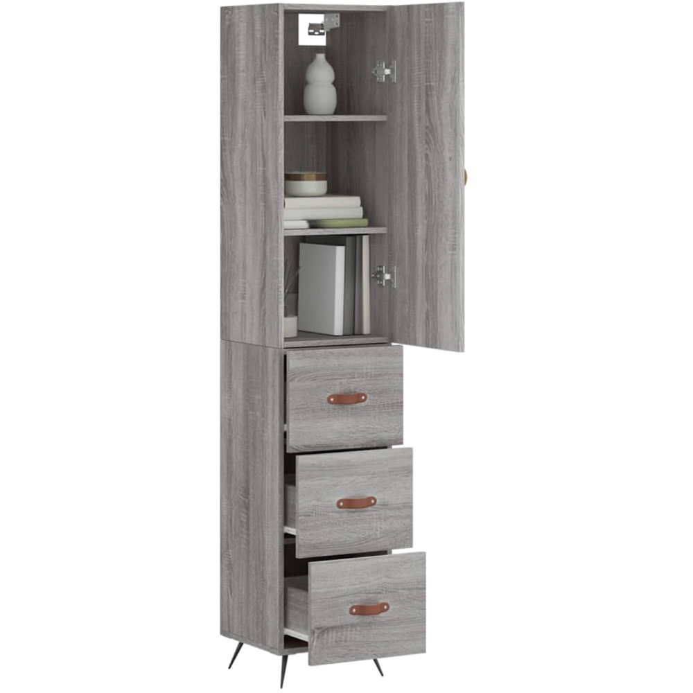 vidaXL Single Door 3 Drawer Grey Sonoma Highboard Image 3