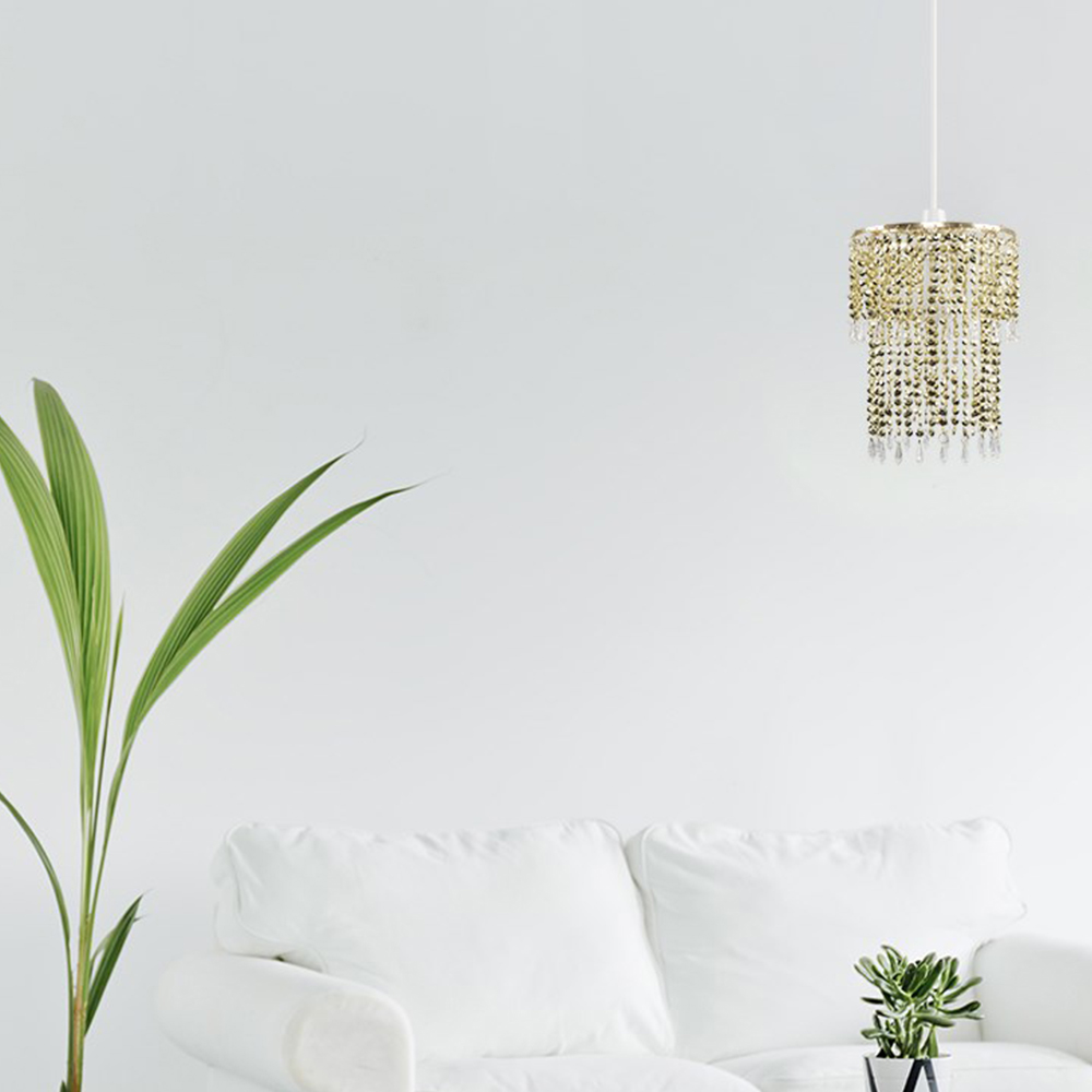 ValueLights Beaded Gold Droplet Pendant Shade Image 2