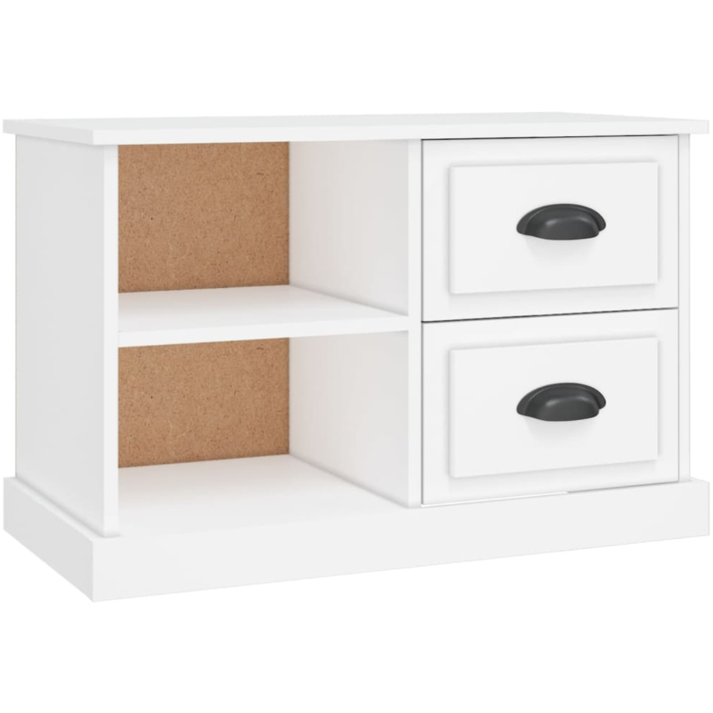 vidaXL 2 Drawer 2 Shelf White TV Cabinet Image 2