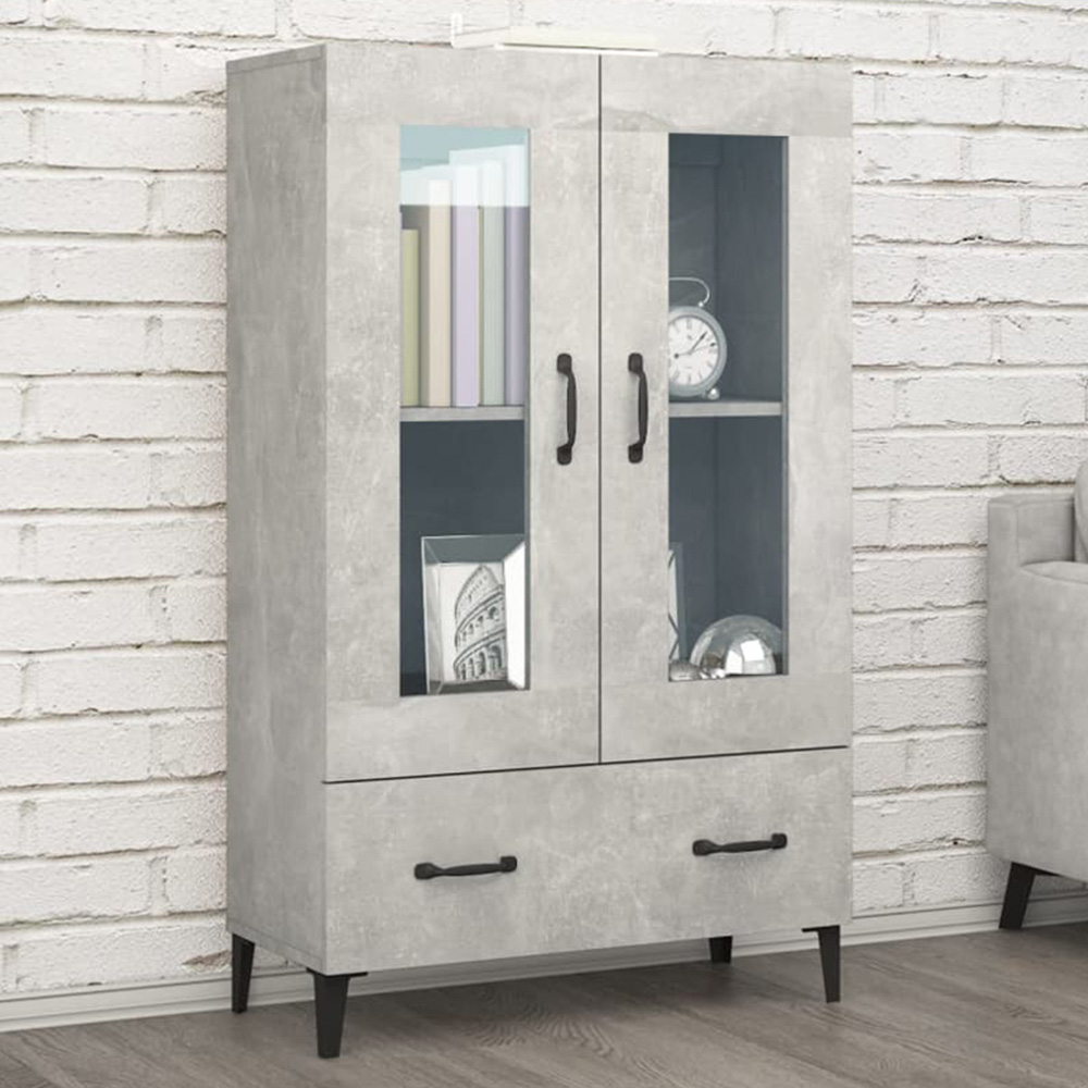 vidaXL 2 Door Single Drawer Concrete Grey Highboard Image 1