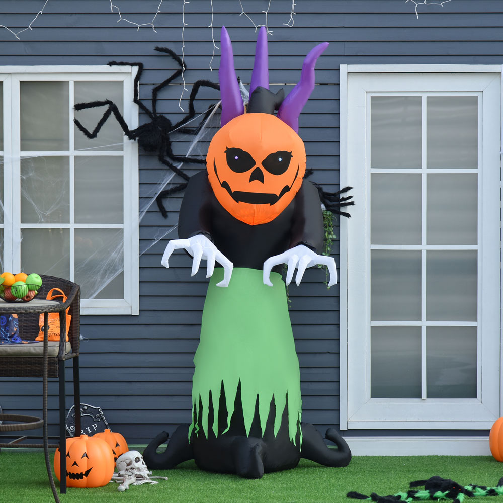 HOMCOM Halloween Inflatable Pumpkin Ghost 8ft Image 2