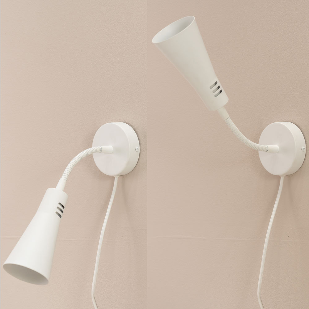 ValueLights Edwards Flexi Neck White Cone Plug-in LED Wall Light Image 4