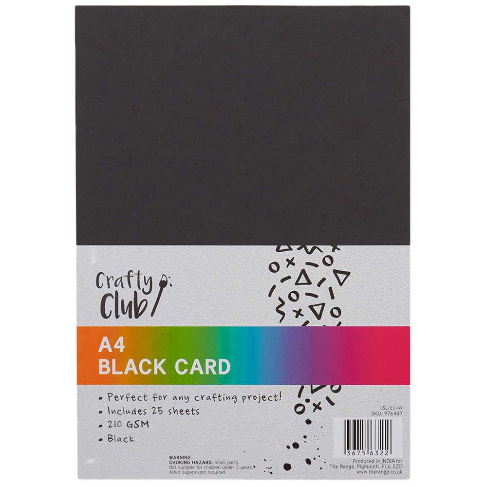 Crafty Club Black Card A4 25 Pack Image 1