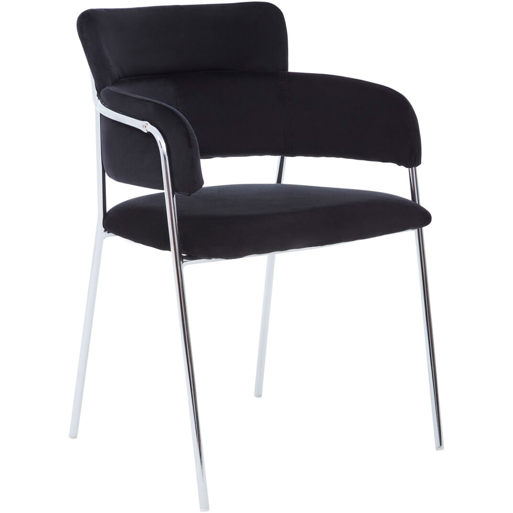 Premier Housewares Tamzin Black Velvet Dining Chair with Tubular Legs Image 2