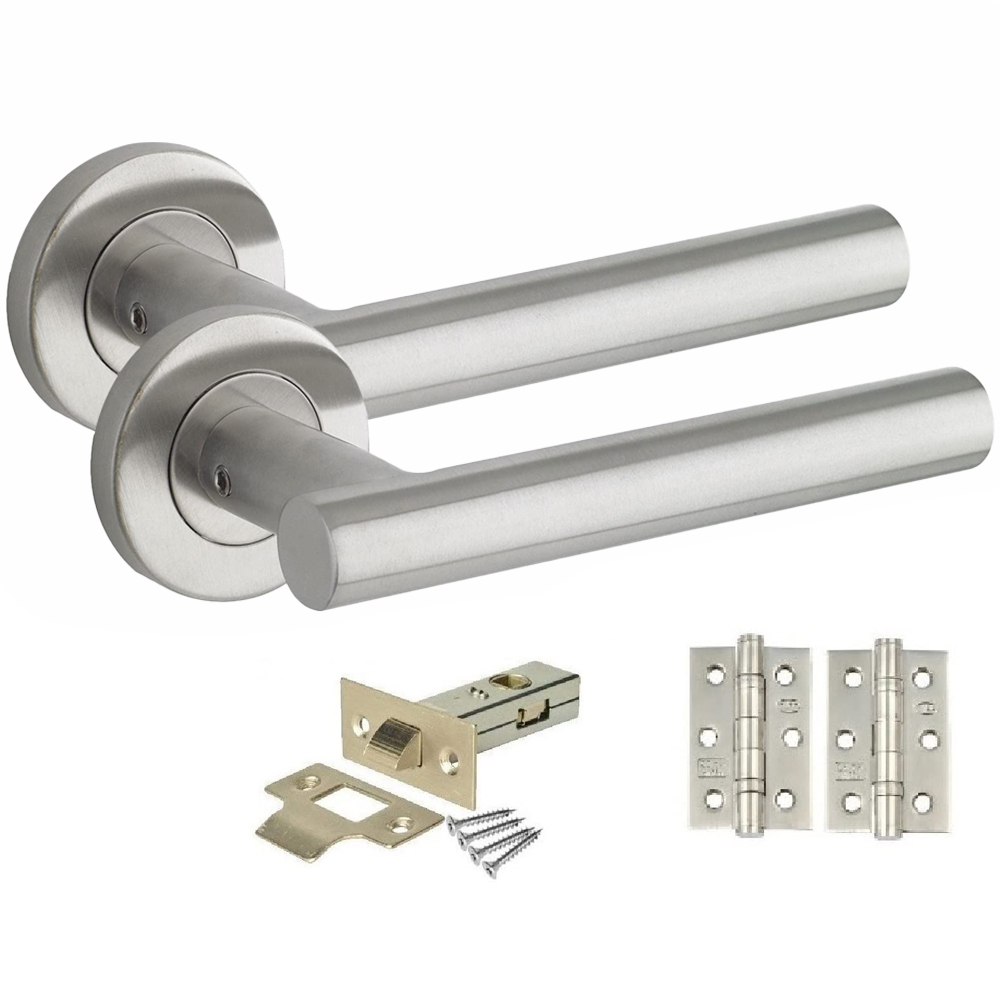 Golden Grace Satin Nickel Straight T-Bar Door Handles Set 4 Pack Image 2