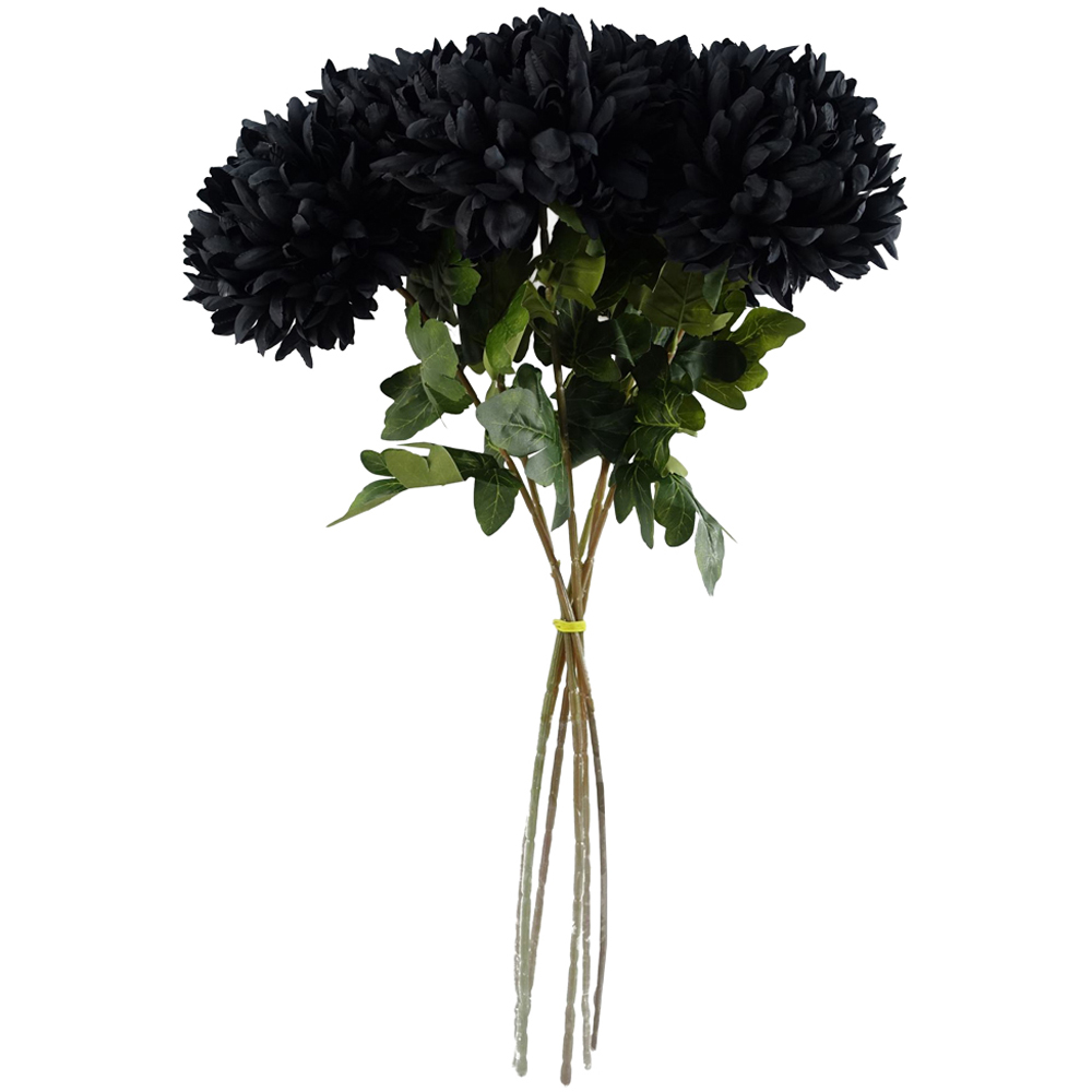 Leaf Black Extra Large Reflex Chrysanthemum Single Stem Artificial Flower 2.5ft 6 Pack Image 1