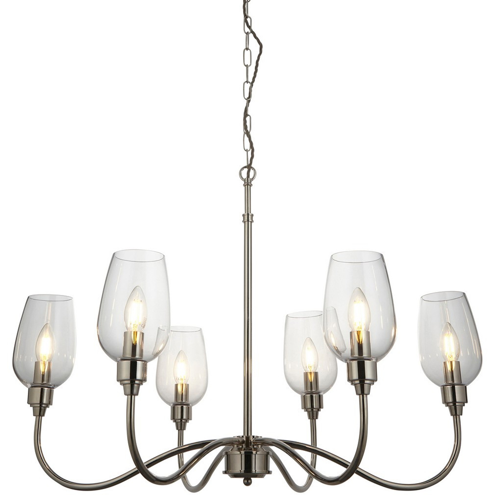 Merano Livorno Clear Glass Bright Nickel Plate Multi Arm Pendant Ceiling Light Image 3