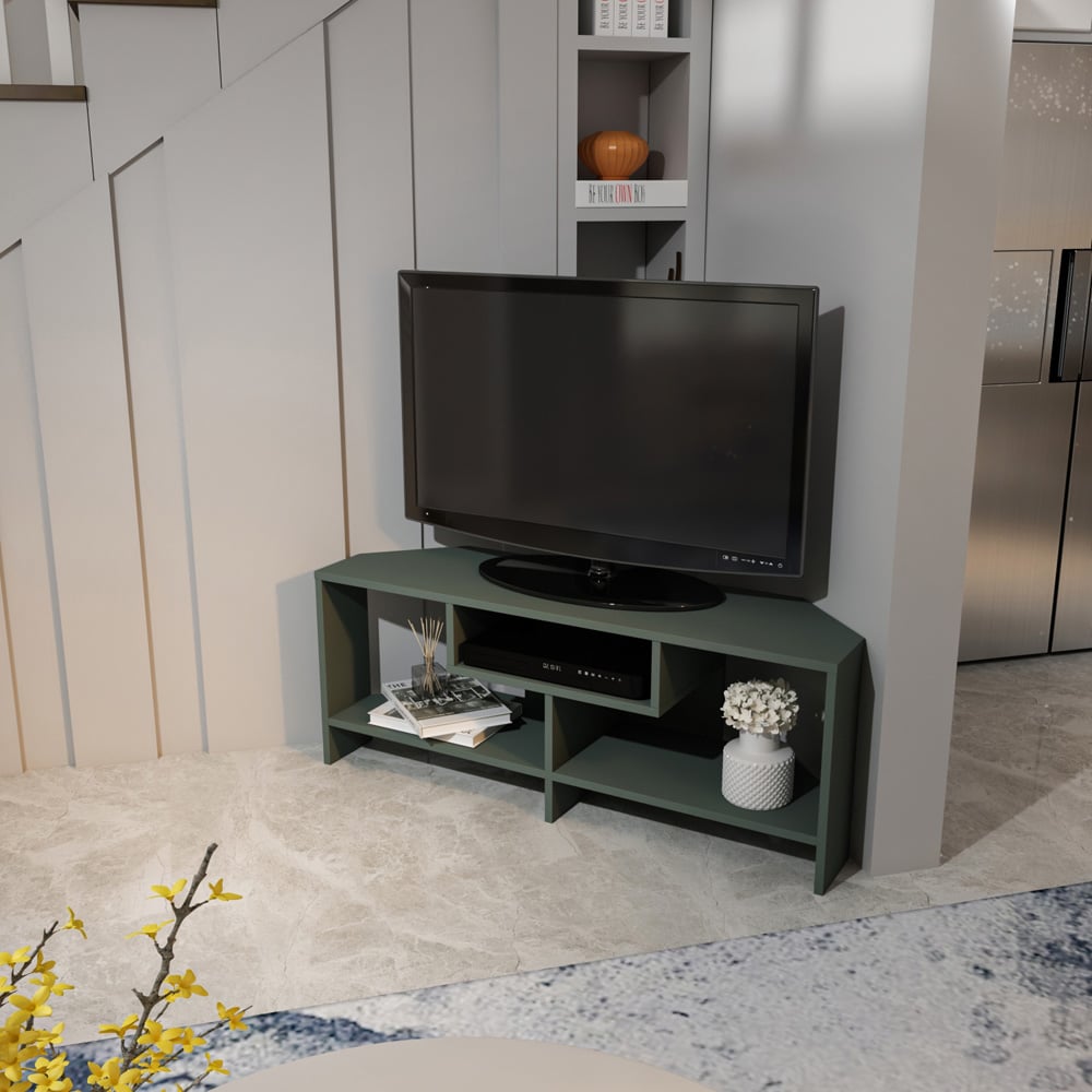 Decorotika Maldives 3 Shelf Green Corner TV Unit Image 3