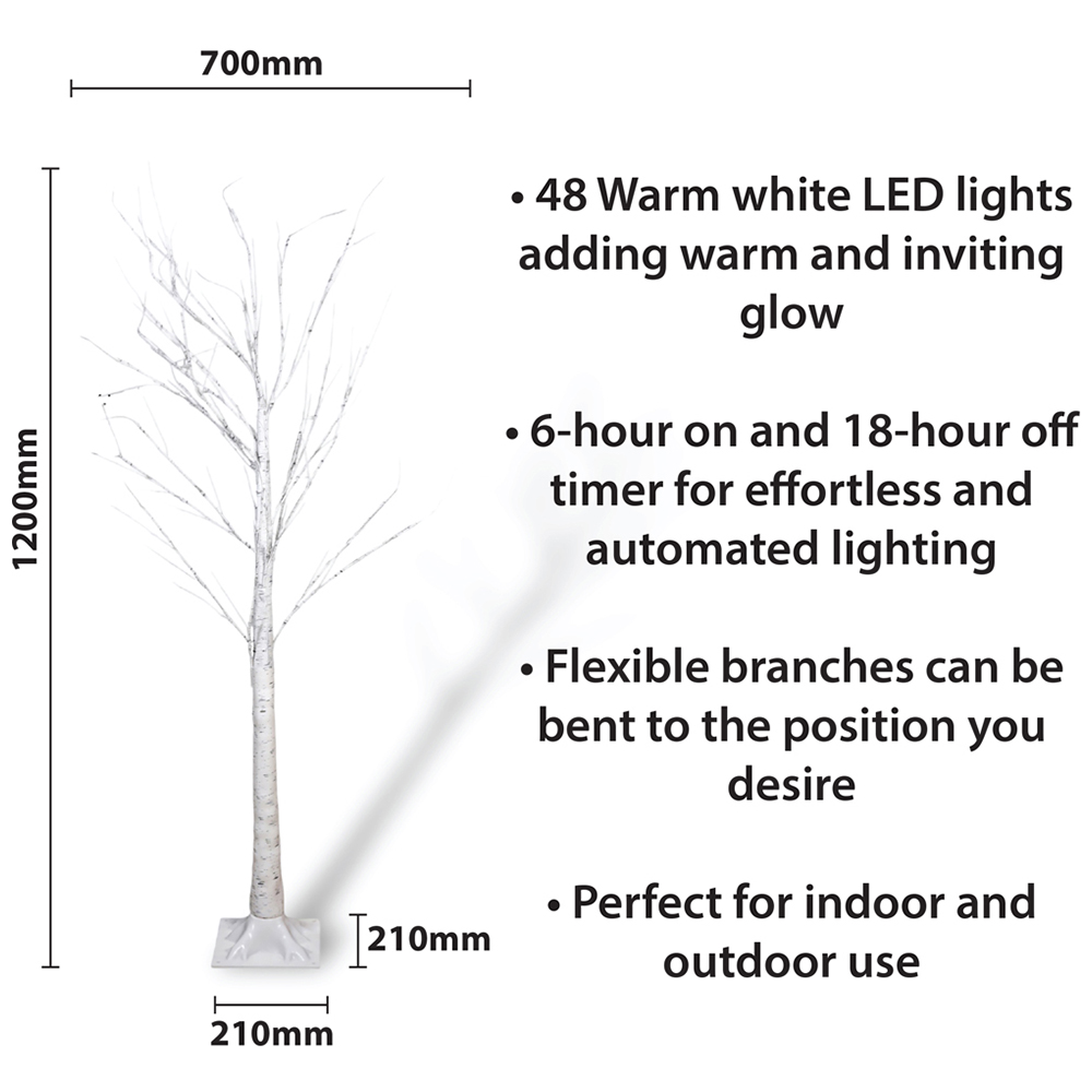 St Helens Indoor and Outdoor LED Light Birch Tree 120 x 70cm Image 4
