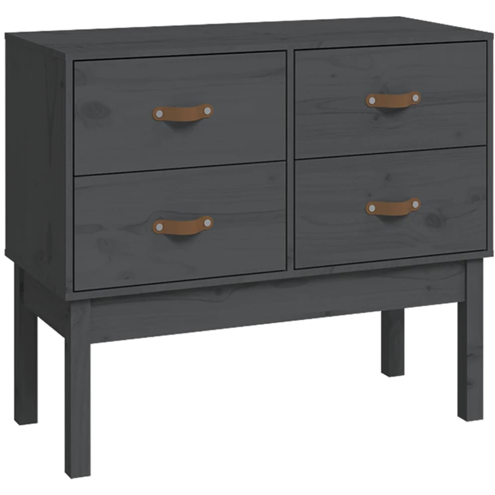 vidaXL 4 Drawer Grey Solid Wood Pine Console Cabinet Image 2