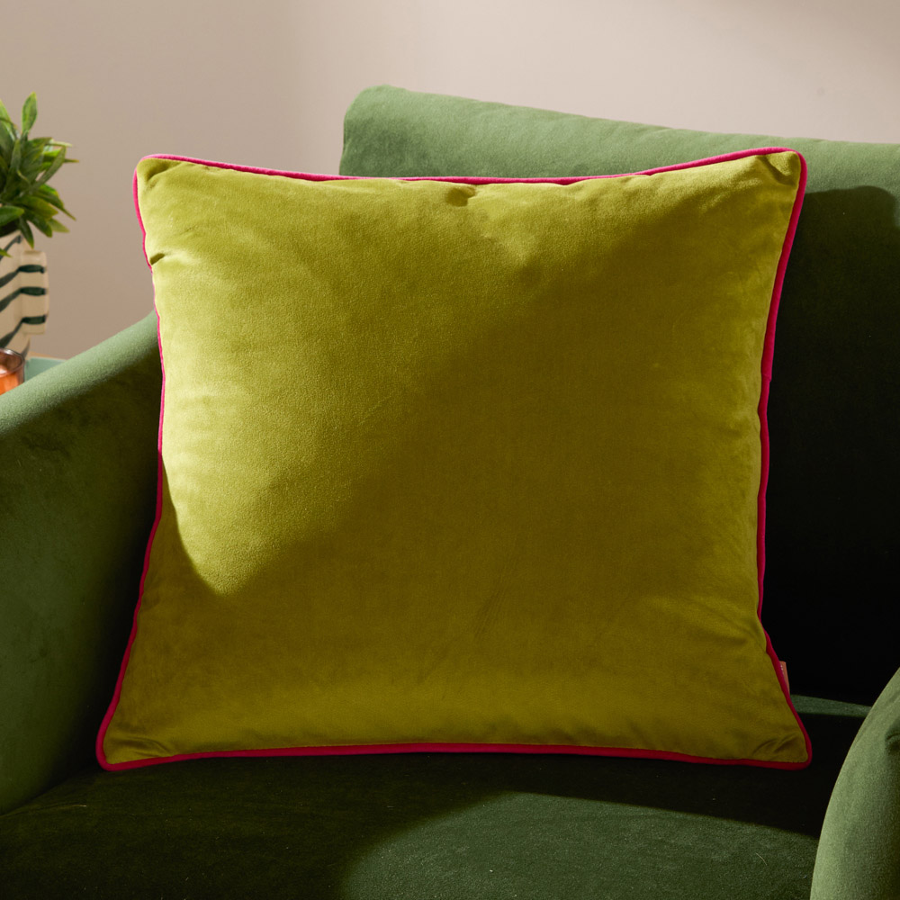 Furn Meridian Lime and Hot Pink Velvet Cushion 45 x 45cm Image 2