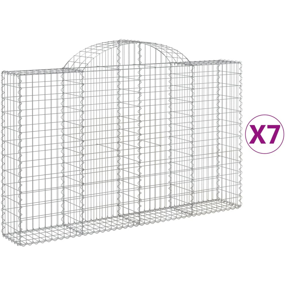 vidaXL Silver Galvanised Iron Gabion Basket 200 x 30 x 120/140cm 7 Pack Image 4