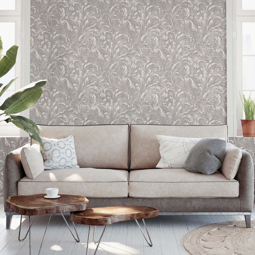 Arthouse Venice Scroll Taupe and Ivory Wallpaper Image 4
