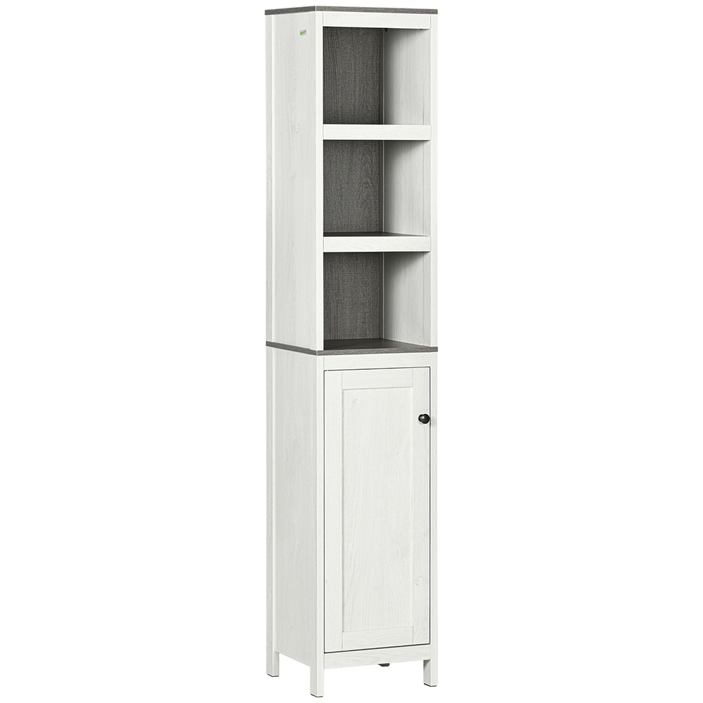 Kleankin White Single Door 3 Shelf Tall Floor Cabinet Image 2