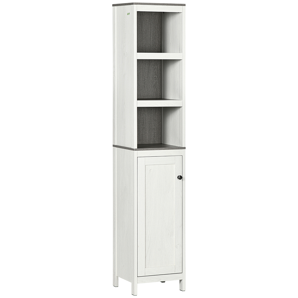 Kleankin Single Door White Tall Floor Cabinet Image 2