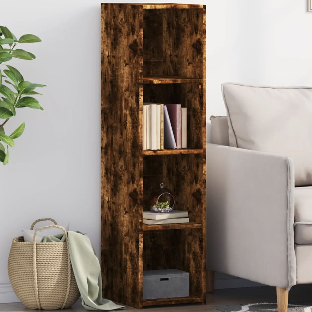 vidaXL 4 Shelf Smoked Oak Highboard Image 1