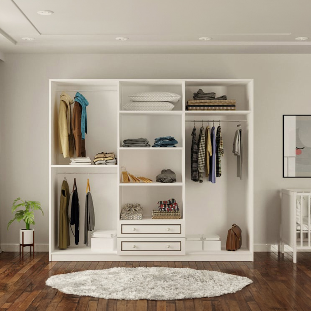 Evu CLEMENT 6 Door 2 Drawer White Wardrobe Image 5