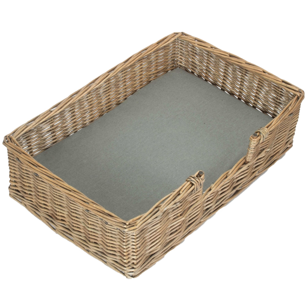 Red Hamper Medium Rectangular Wicker Dog Bed with Cushion Image 1