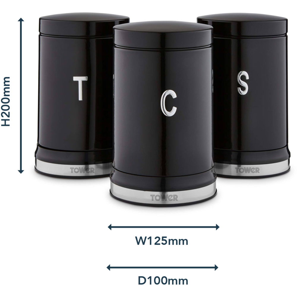 Tower Belle Noir Canisters Set of 3 Image 8