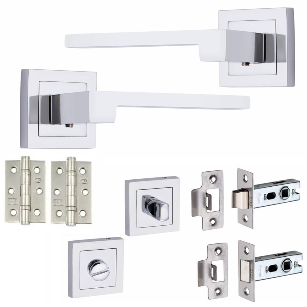 Golden Grace Polished Chrome Zeta Bathroom Door Handle Set Image 1