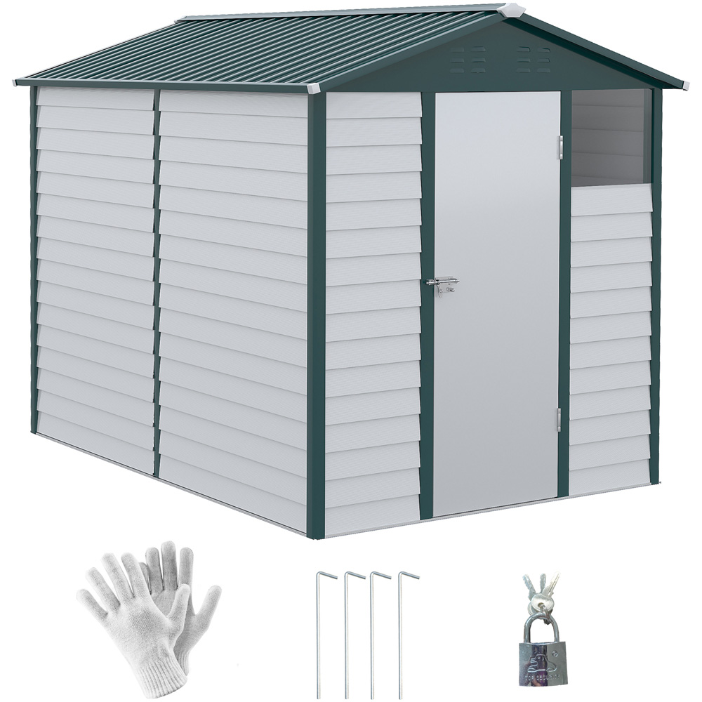 Outsunny 9 x 6ft White Sloped Roof Garden Storage Shed Image 3