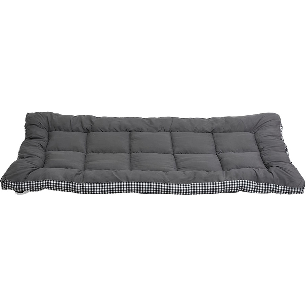 Living and Home Single Grey Solid and Plaid Quilted Mattress Topper Image 3