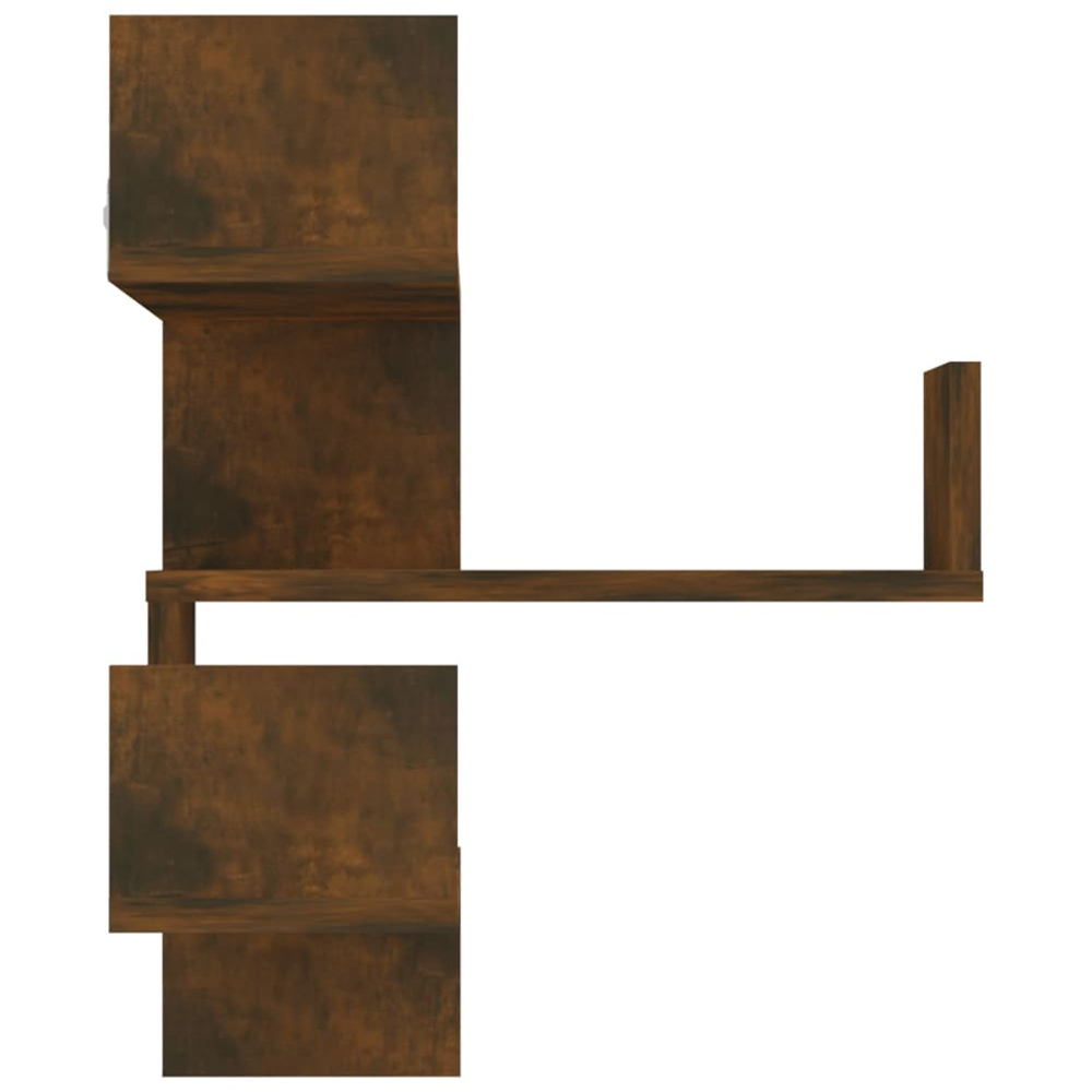 vidaXL 3 Shelf Smoked Oak Floating Corner Wall Shelf Image 2