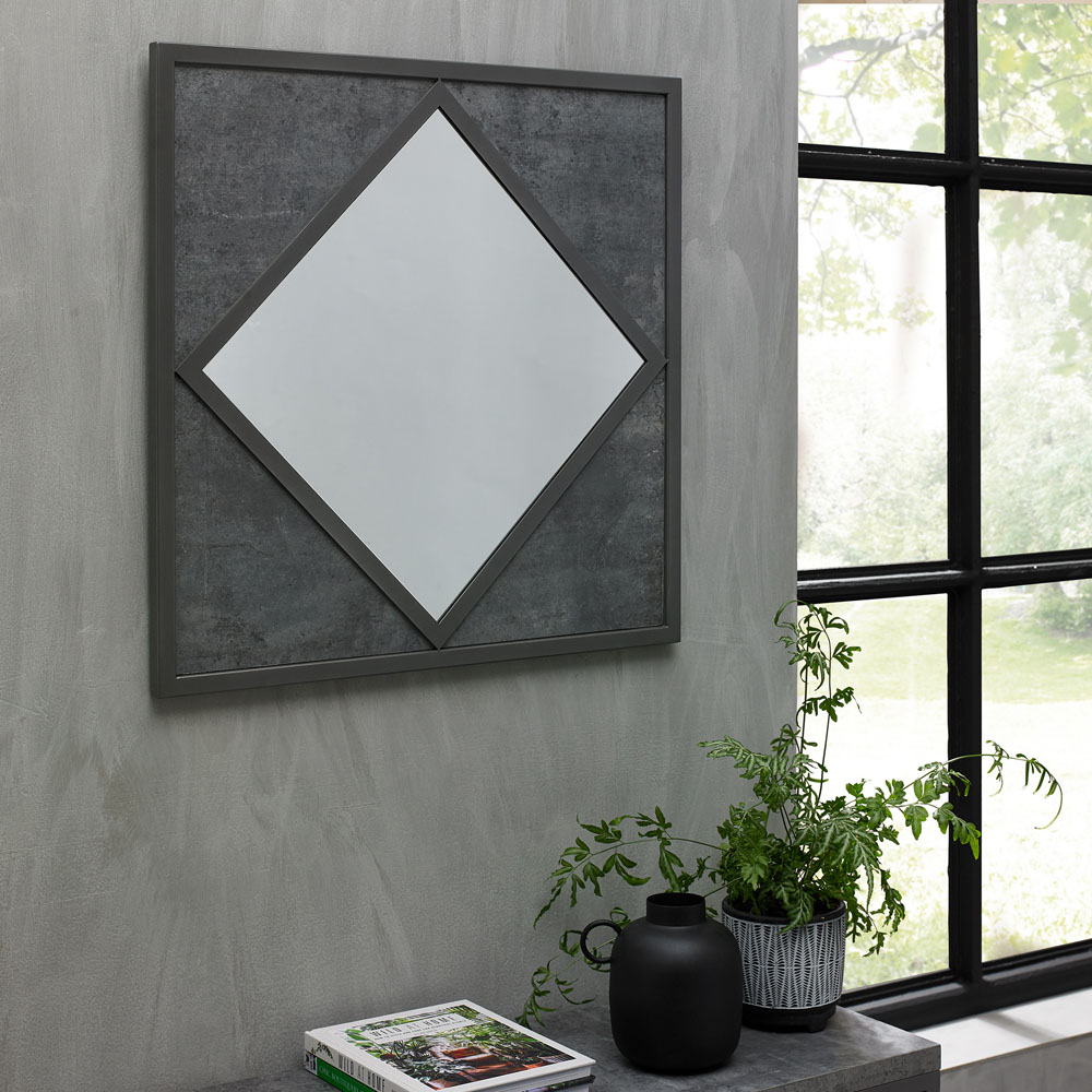 Bentley Designs Renzo Zinc and Dark Grey Geometric Wall Mirror 63 x 63cm Image 2