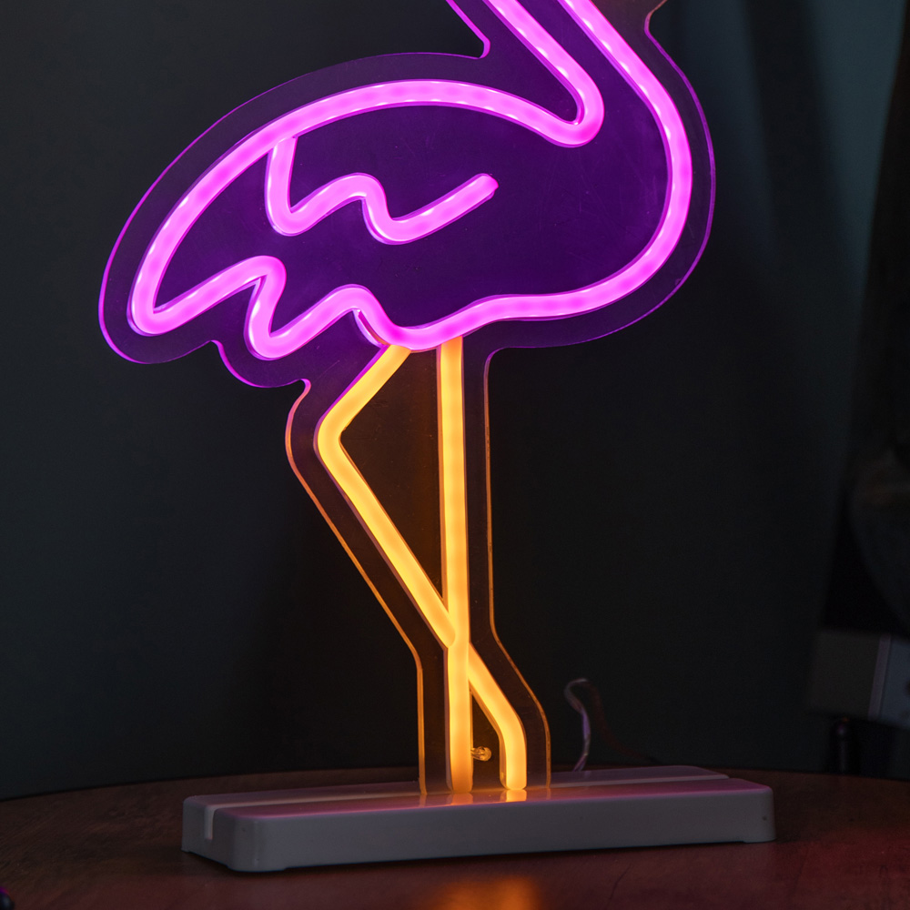 Samuel Alexander Multicolour LED Light Up Neon Flamingo with Santa Hat and Base Christmas Decoration Image 6
