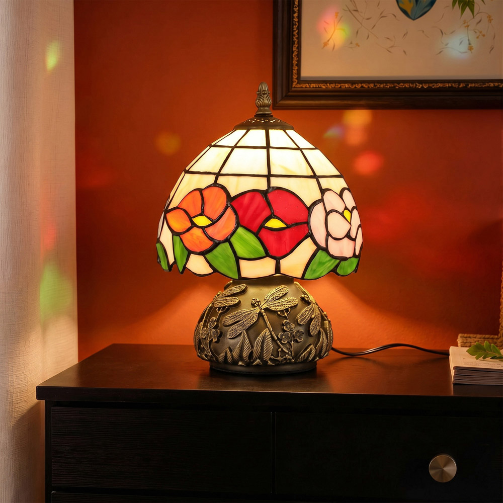 HOMCOM Stained Glass Bedside Lamp Image 2