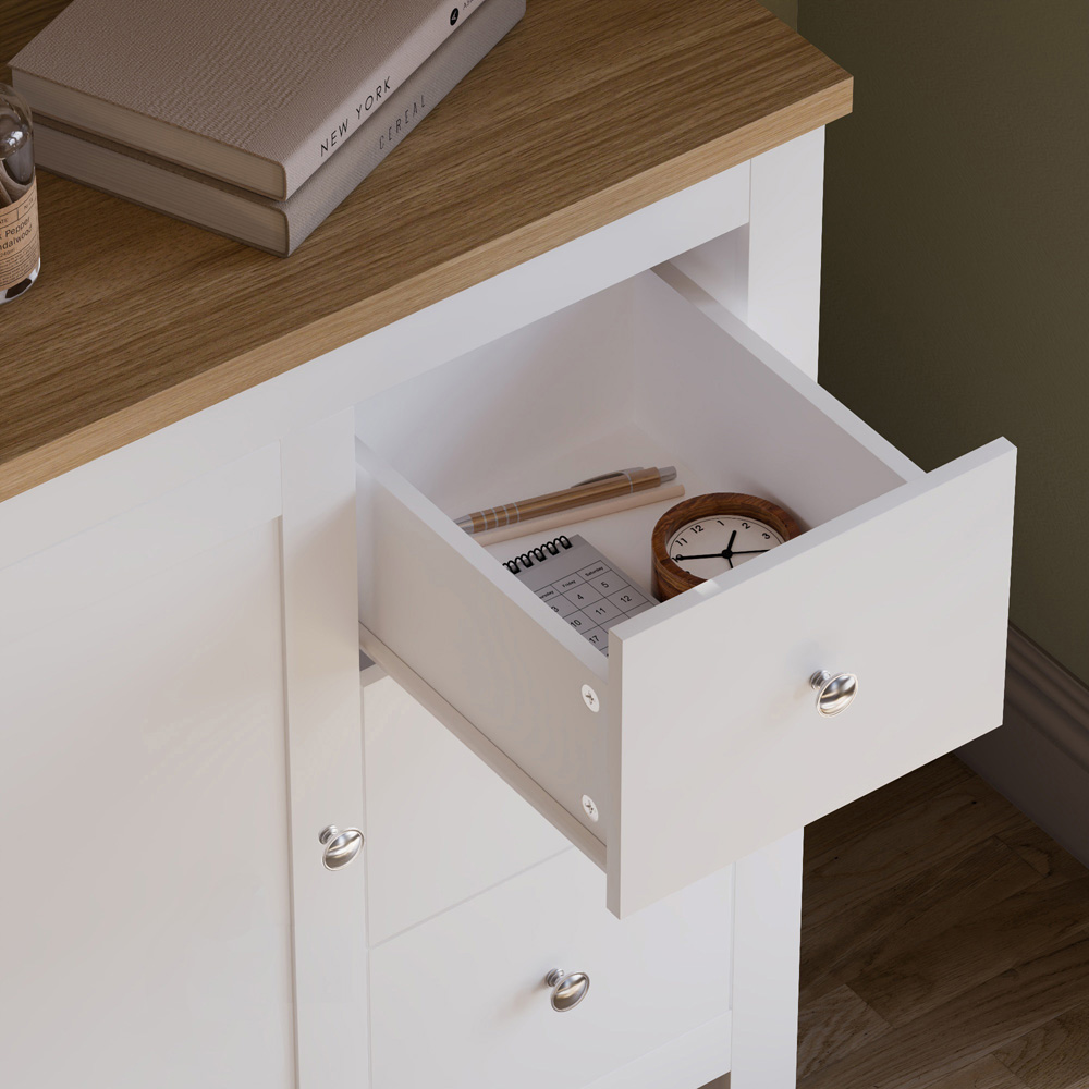 Vida Designs Arlington Single Door 3 Drawer White Sideboard Image 3