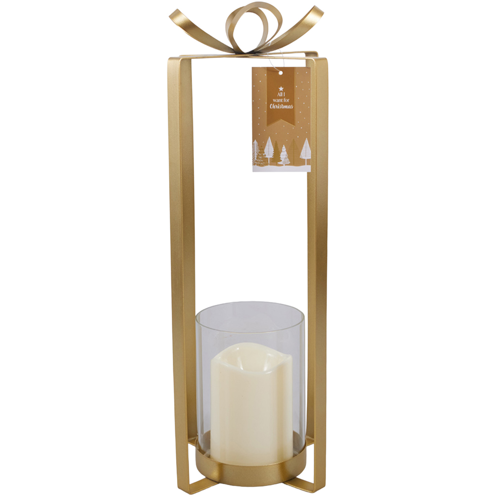 Gold LED Candle Lantern Image 2