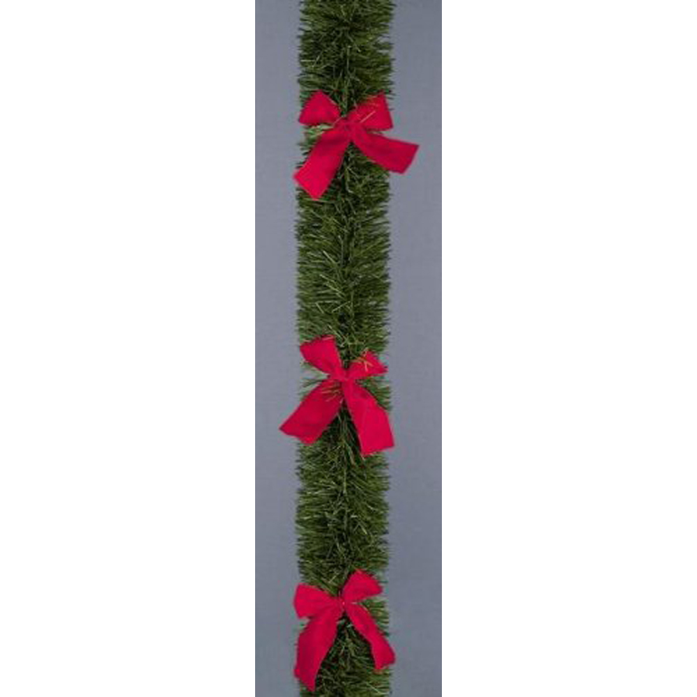 Premier Green Christmas Tinsel with Red Bows 270cm Image 6