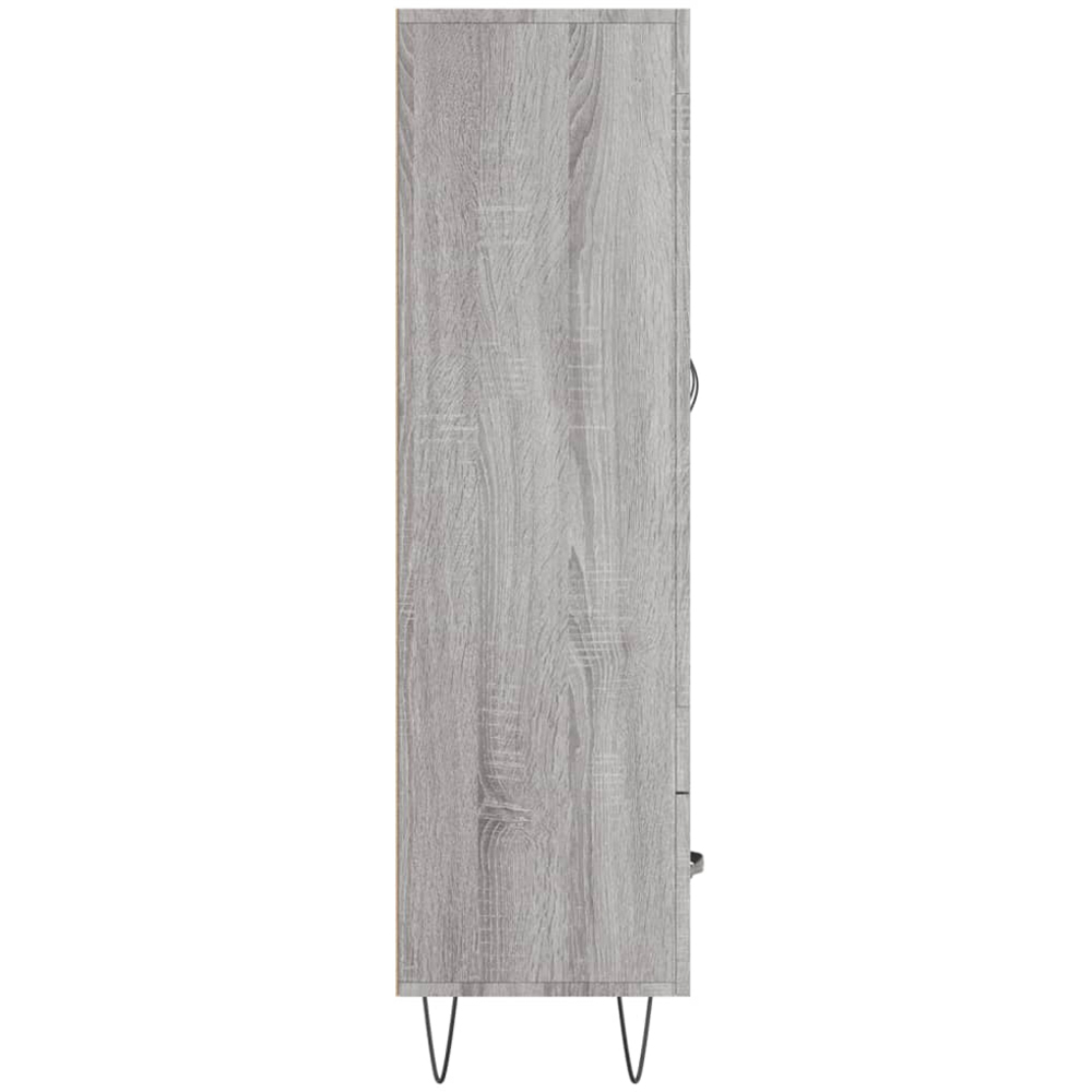 vidaXL 2 Door Single Drawer Grey Sonoma Highboard with Metal Legs Image 7